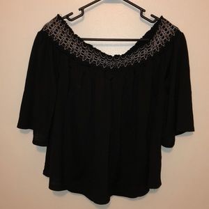 Black, Off-the-Shoulder, Flowy Top